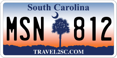 SC license plate MSN812