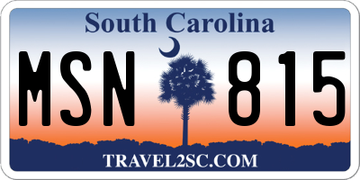 SC license plate MSN815