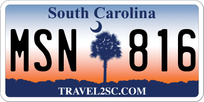 SC license plate MSN816