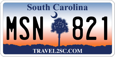SC license plate MSN821