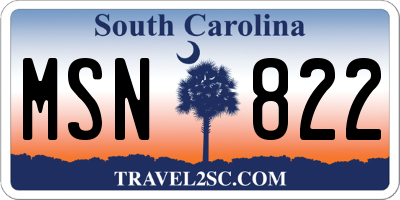 SC license plate MSN822