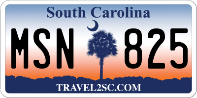 SC license plate MSN825
