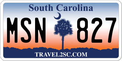 SC license plate MSN827