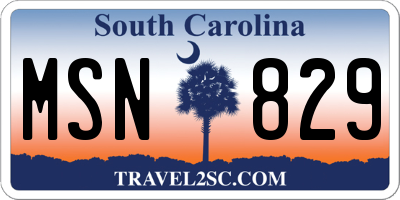 SC license plate MSN829