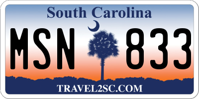 SC license plate MSN833