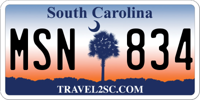 SC license plate MSN834