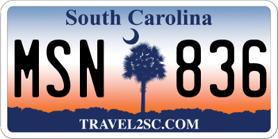 SC license plate MSN836