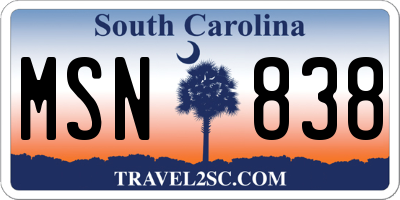 SC license plate MSN838