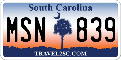 SC license plate MSN839