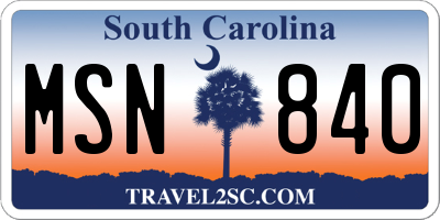SC license plate MSN840