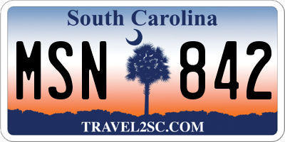 SC license plate MSN842