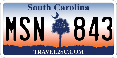SC license plate MSN843