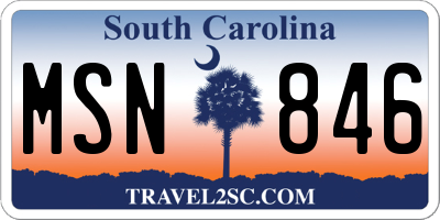SC license plate MSN846