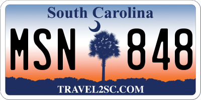 SC license plate MSN848