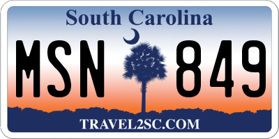 SC license plate MSN849