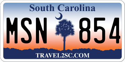 SC license plate MSN854