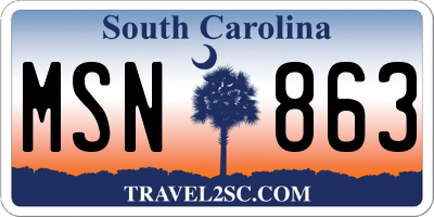 SC license plate MSN863