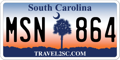 SC license plate MSN864