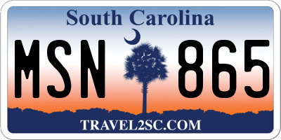 SC license plate MSN865