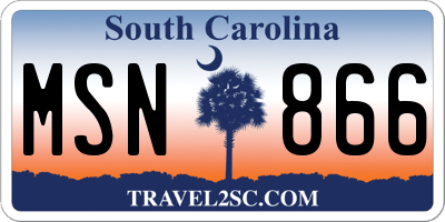 SC license plate MSN866