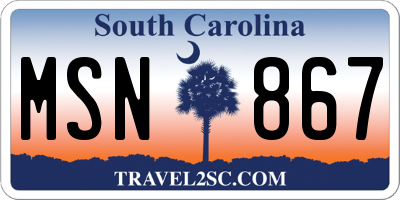 SC license plate MSN867