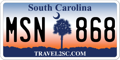 SC license plate MSN868