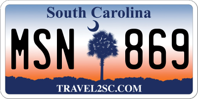 SC license plate MSN869