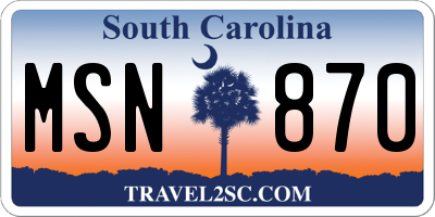SC license plate MSN870