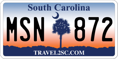SC license plate MSN872