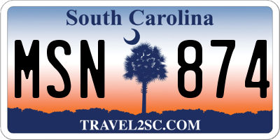 SC license plate MSN874