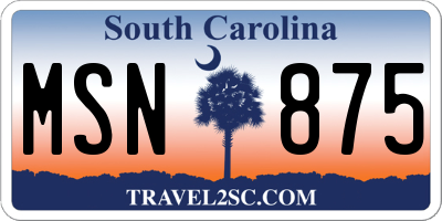 SC license plate MSN875