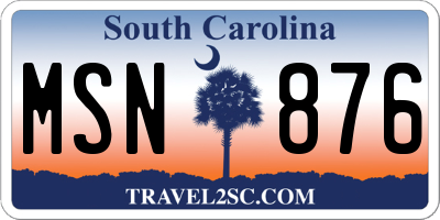 SC license plate MSN876