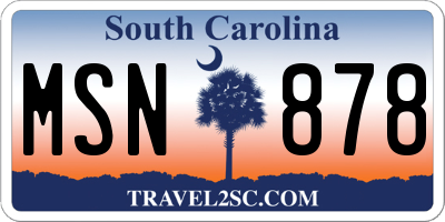 SC license plate MSN878