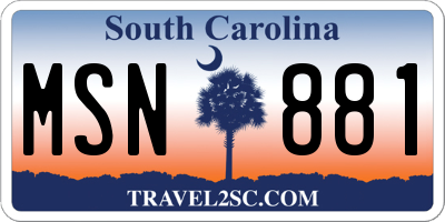 SC license plate MSN881