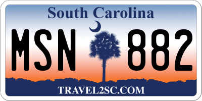 SC license plate MSN882