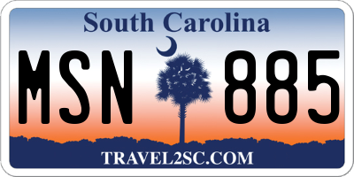 SC license plate MSN885