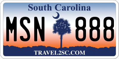 SC license plate MSN888
