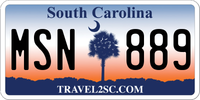 SC license plate MSN889