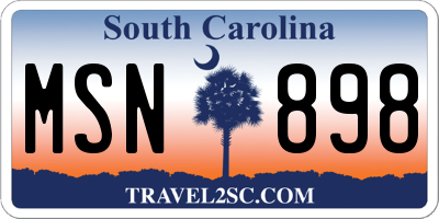 SC license plate MSN898