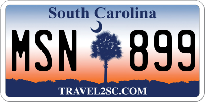 SC license plate MSN899