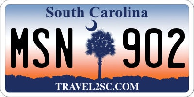 SC license plate MSN902