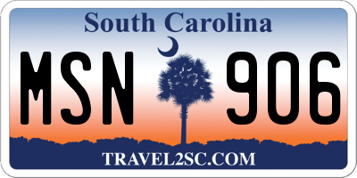 SC license plate MSN906