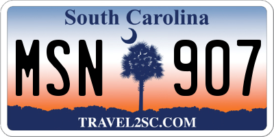 SC license plate MSN907