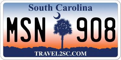 SC license plate MSN908