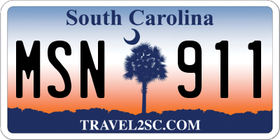 SC license plate MSN911