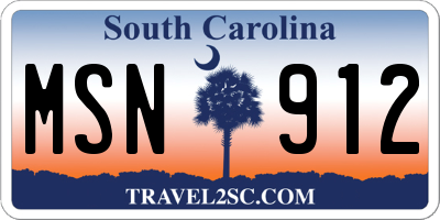 SC license plate MSN912