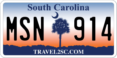 SC license plate MSN914