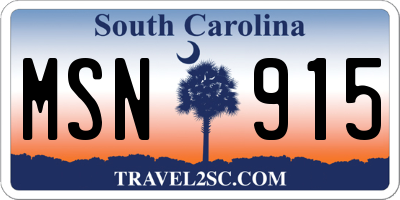 SC license plate MSN915