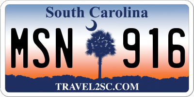 SC license plate MSN916