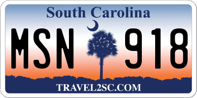 SC license plate MSN918